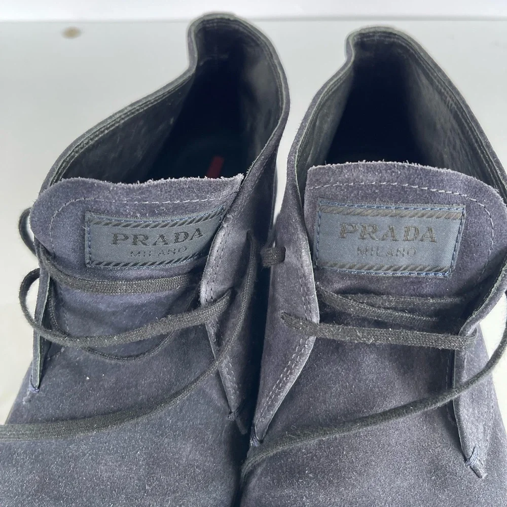 Prada Black Chukka Boots Suede Finish